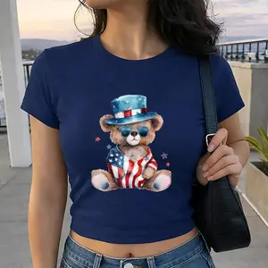 Patriotic Teddy Bear USA Baby Tee, Cute American Flag Bear Tee, 4th of July Outfit, Funny America Pride Gift.