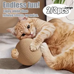 2-3 large sisal cat toy balls | Safe sisal material, self-entertainment, suitable for indoor and outdoor holiday play, ideal for medium-sized cats, Christmas/Halloween/National Cat Day gifts for cat slaves