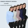 Women's 5-Pack Knitting Hooded Gym Tops - Quick Dry, UV-Protective, Lightweight, Breathable, Stretch Long Sleeve, Fitted Cut for Gym Workouts, Outdoor Running