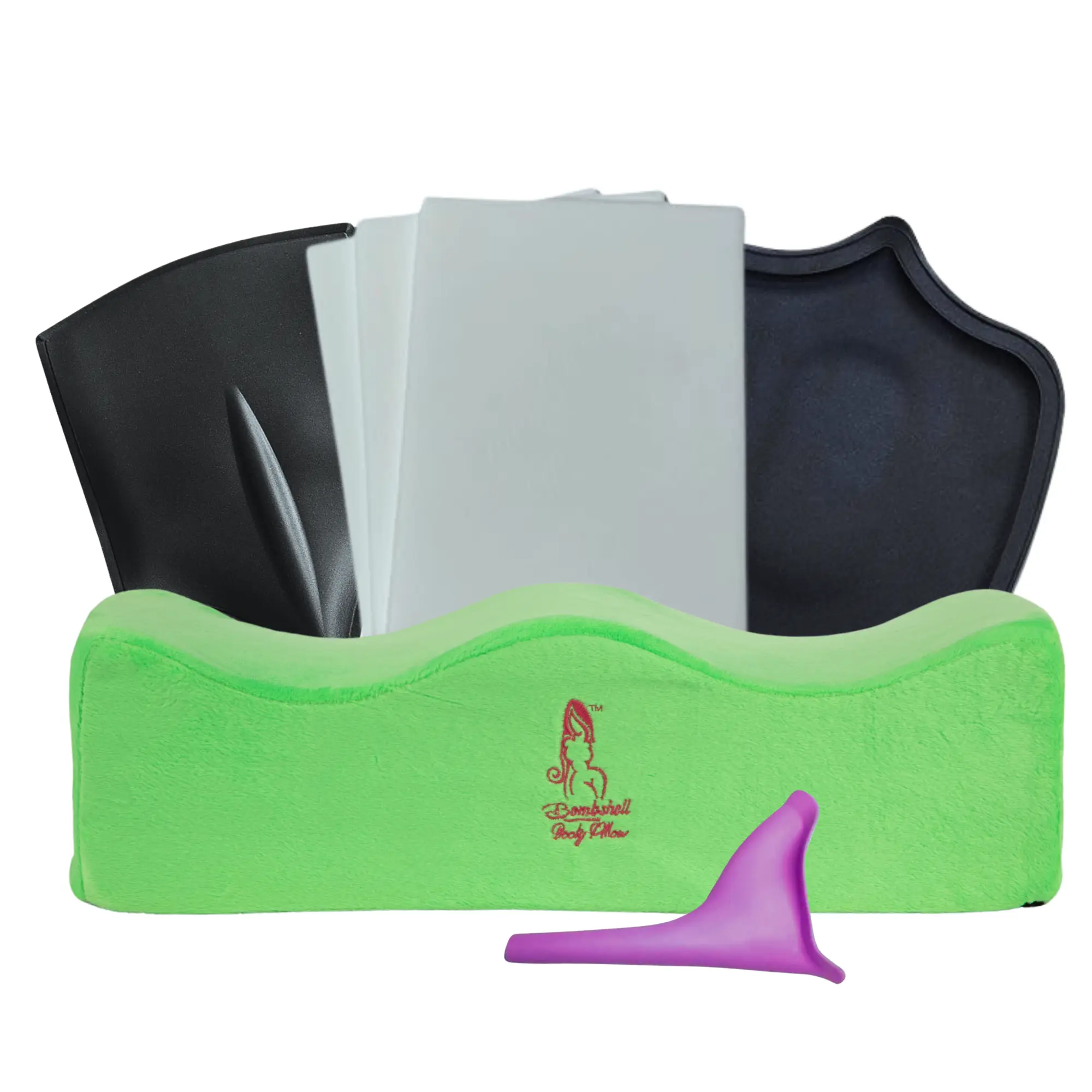 6.5-Inch Bombshell Neon Green BBL Pillow Complete Recovery Kit Bundle, Ergonomic, Medium Firm, High-Quality Materials, Versatile Design, Fits Most Chairs, 6.5 Inches
