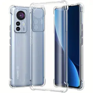 Case for Xiaomi 12 12X 12S / Xiaomi 12 Pro, Clear Phone Case with Reinforced Corners Camera Protection Bumper Slim Fit Shockproof Flexible TPU Case, Transparent