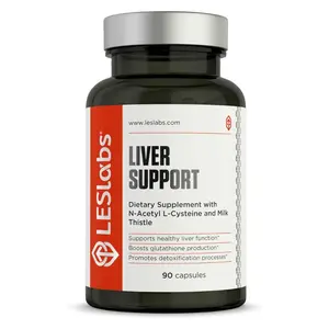 LES LABS Liver Support Supplement with N-Acetyl L-Cysteine & Milk Thistle 90 Capsules for Healthy Liver Function Detoxification & Glutathione Production - Healthcare