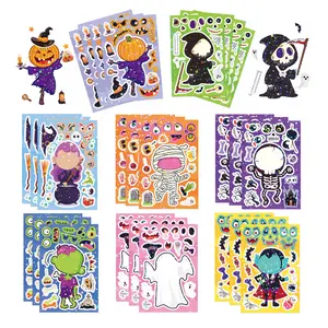 8 Sheets Halloween Make-a-Face Stickers for Kids, Party Favors, Trick or Treat Goodie Bag Stuffers, Classroom Crafts, Decorations & Activities