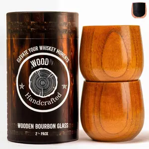 Charred en   Glasses - Handcrafted  Glass for Men |  Gifts for Men | Handmade Finished en Old Fashioned  Tumbler | Set of 2