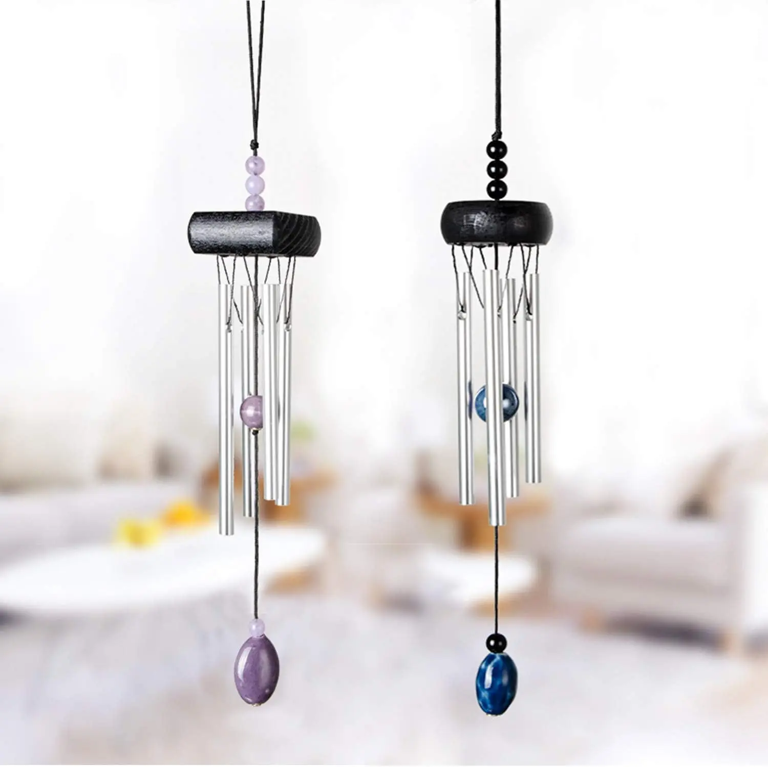 Pack of 2 Beautiful Garden Chimes, Portable Metal Wind Chimes for Home Garden Decoration, Small Size Creative Design Wind Chimes