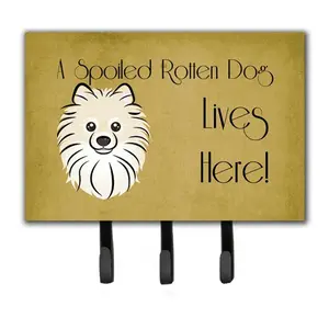 212 MAIN Pomeranian Themed Metal Hanging Hook Hanger - 6x2x9 in. Hardboard Leash & Key Organizer, Home Decor Storage Solution for Rooms