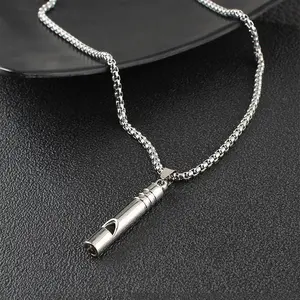 Whistle Long Whistle Necklace Can Blow Decorations Mens Pendant Small Chain Ornaments Cool and Handsome Gifts