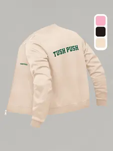 Tush Push Printed Jacket - Perfect for Autumn & Winter, Casual Daily Wear, Fashionable Design