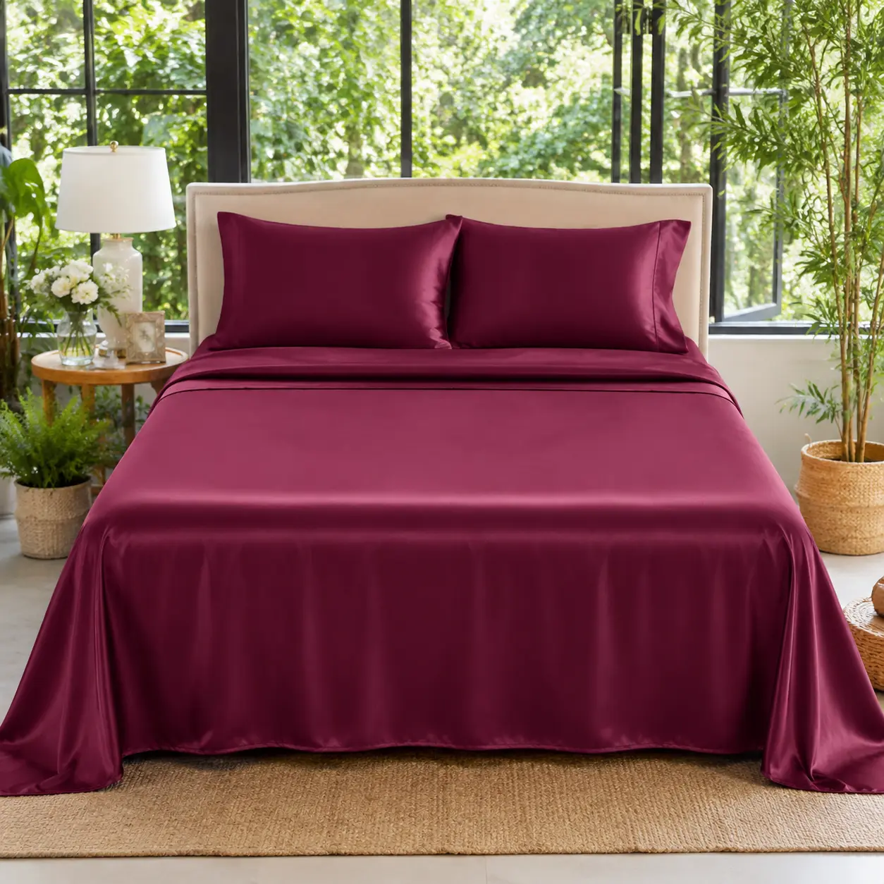 4-Piece Silky Satin Bedding Set - Cooling Deep-Pocket Wrinkle-Free Hypoallergenic Bed Linen for Hot Sleepers, Luxury Bedroom Decor, Queen Bedding Sets, King Size Sheets & Pillowcases