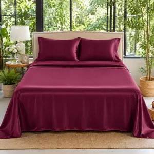 4-Piece Silky Satin Bedding Set - Cooling Deep-Pocket Wrinkle-Free Hypoallergenic Bed Linen for Hot Sleepers, Luxury Bedroom Decor, Queen Bedding Sets, King Size Sheets & Pillowcases