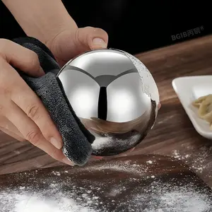 1pc/2pcs 304 Stainless Steel Rolling Ball Dumpling Skin Roller Cooler Ball Rolling Pin Household Pressing Rolling Tool Drink Cooler Multifunctional Ball