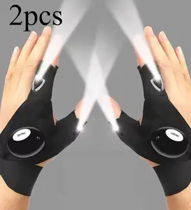 LED Flashlight Gloves, Gifts for Men Him Boyfriend Husband, Cool Gadget Finger Lights Waterproof for Camping Fishing Repairing, Fathers Day Christmas Birthday Gift