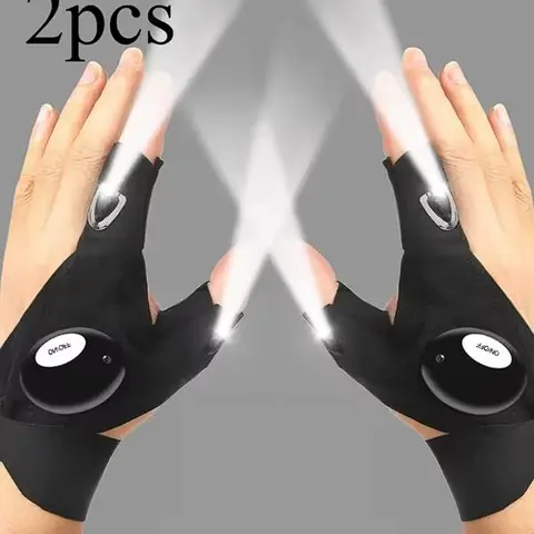 HOXEZU LED Fingerless Gloves for Adults - 40g High-Quality ABS Plastic, Waterproof, Hands Dry, Led Lights, Hands-Free Tool, Ideal for Camping, Fishing, Prolonged Use, Mens Christmas Gift Options for Dad (Last Minute Included)