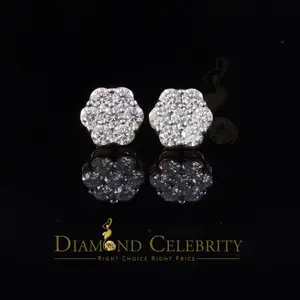 Diamond Celebrity’s New Men’s/Womens 925 Silver Yellow 2.25ct VVS ‘D’ Moissanite Flower Stud Earrings