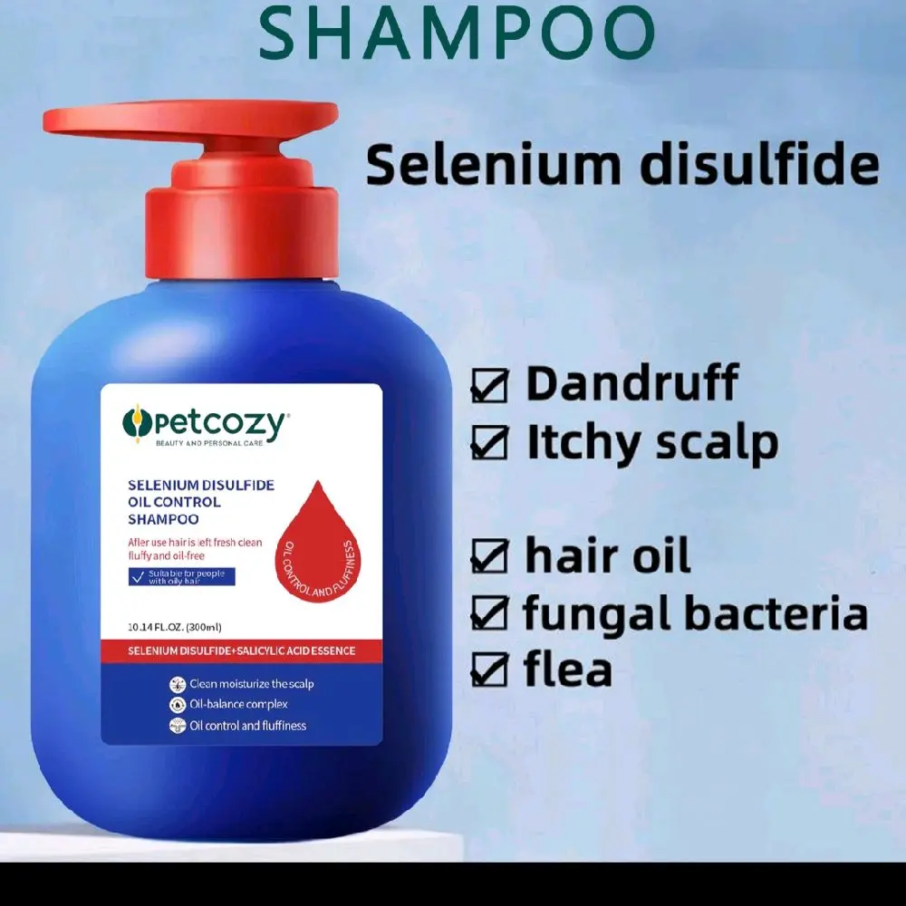 Petcozy Selenium Disulfide Hair Care Shampoo 300ml Oil Control Refreshing Anti-Dandruff Anti-Itch Scalp Cleanser for Oily Scalps & Dandruff 3-5 Times Weekly