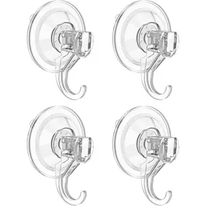 Wreath Hanger, Large Suction Cup Wreath Hooks, Heavy Duty, 22 LB Capacity, Removable and , Clear, 4 count