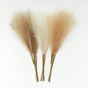 24pcs Faux Pampas Grass Artificial Reeds Large Tall Fluffy Sustainable No Mess No Sharp Edges UV Resistant Artificial Fake Flower Bulrush Reed Grass Artificial Plants Boho Decor For Wedding Party Decoration, Home Living Room Bedroom Decor