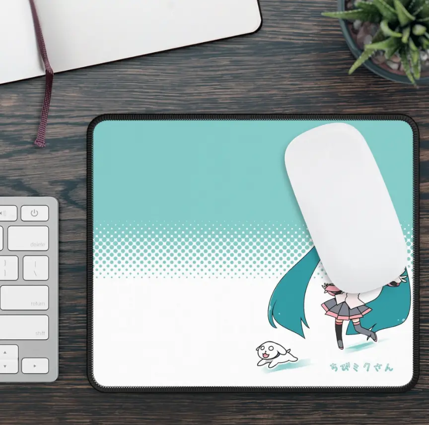 9x7 Cute Miku And Dog Mouse pad, 9x7 Miku Mousepad, Mouse Pad, Green Hair Anime Girl Desk Decoration