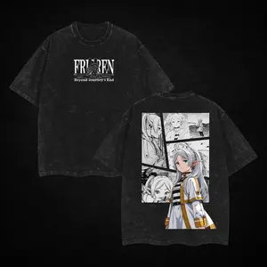 Retro Vintage Limited Edition Frieren - Beyond Journey's End Anime Double Printed Oversize Lightweight Acid Washed Graphic Tee Gift For Clothes Cotton, Gift for Her.