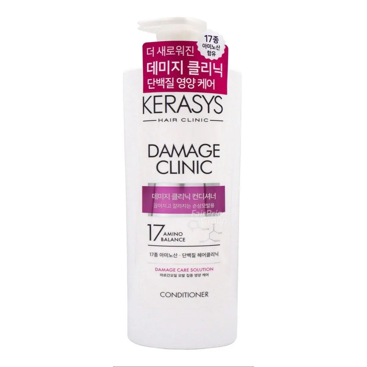KERASYS Damage Clinic Protein-Rich Hair Conditioner - Nourishing Liquid Haircare for Dry & Damaged Hair, Anti-Frizz, Smoothing Conditioning Treatment, 25.4oz, Repair, Dicaprylyl Carbonate, Amino Acid, Ceteardimonium Chloride, Glutamic Acid, Contains Alcoh