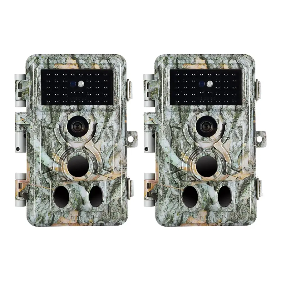 2-Pack Trail Camera 64MP 1296P H.264 MP4 Video No Glow 90ft Night Vision 0.1S Trigger Speed Motion Activated Waterproof IP66 Game Cam for Wildlife Hunting or Home Surveillance(A262grey)