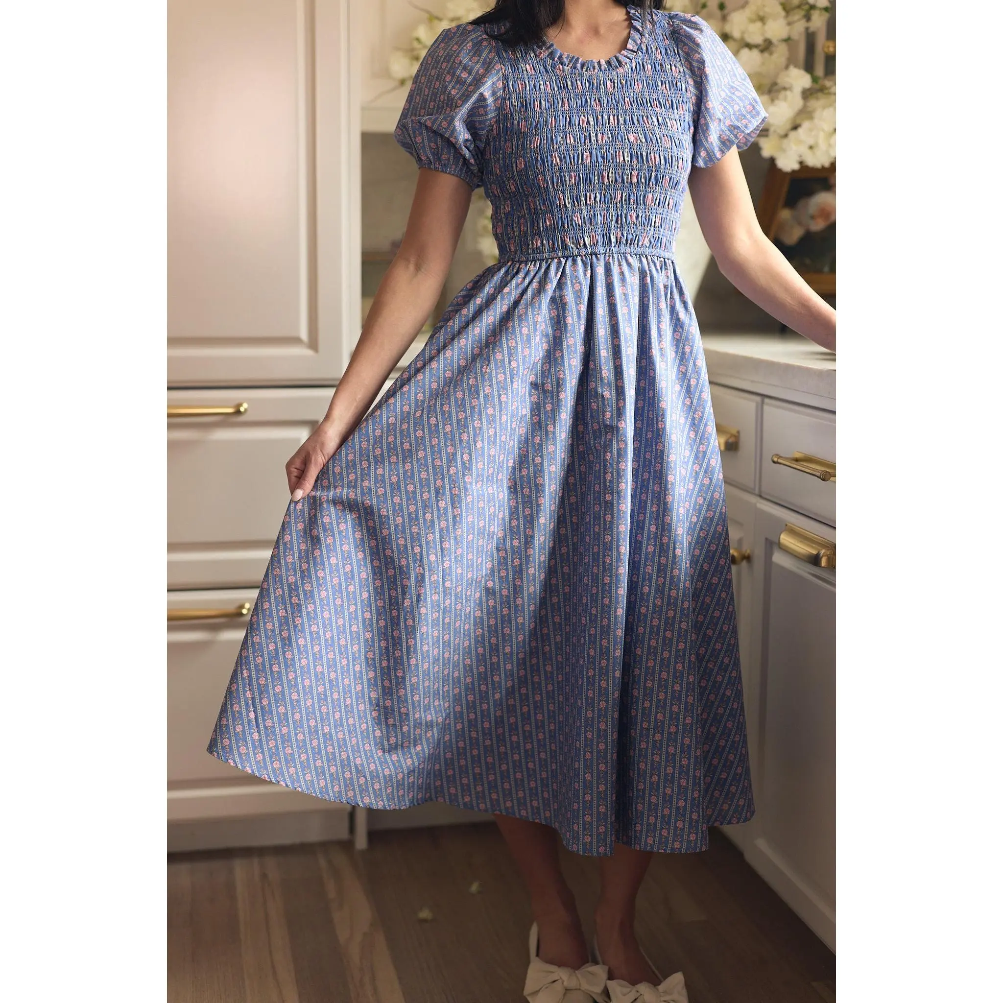 Mariah Dress in Linear Print