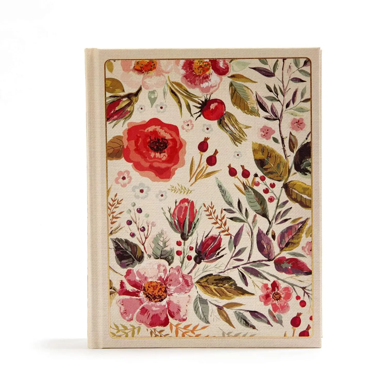 Bible Journaling Notebook - Floral Theme Cloth Cover, Black Letter Text, Wide Margins, Writing Space, Single-Column Layout, Reading Plans, Easy-to-Read Serif Font for Clarity, Accessibility & Personal Reflection