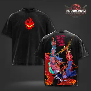 Gurren Lagann Kamina “Who The Hell Do You Think I Am” Vintage Washed Oversized Heavyweight Cotton Graphic T-Shirt Double Print Anime Streetwear Unisex Tee