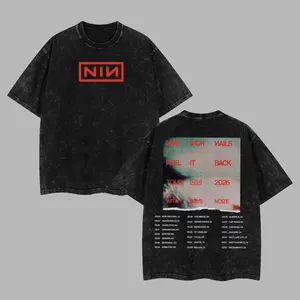 [Baby Gang] Nine Inch Nails Peel It Back Tour 2026 V2 Heavy Metal Washed Shirt Unisex Oversize Rock Band Alternative Rock, Industrial Rock Cotton Gift For Rock Music Lovers Vintage 90s Graphic Tees Graphic Streetwear