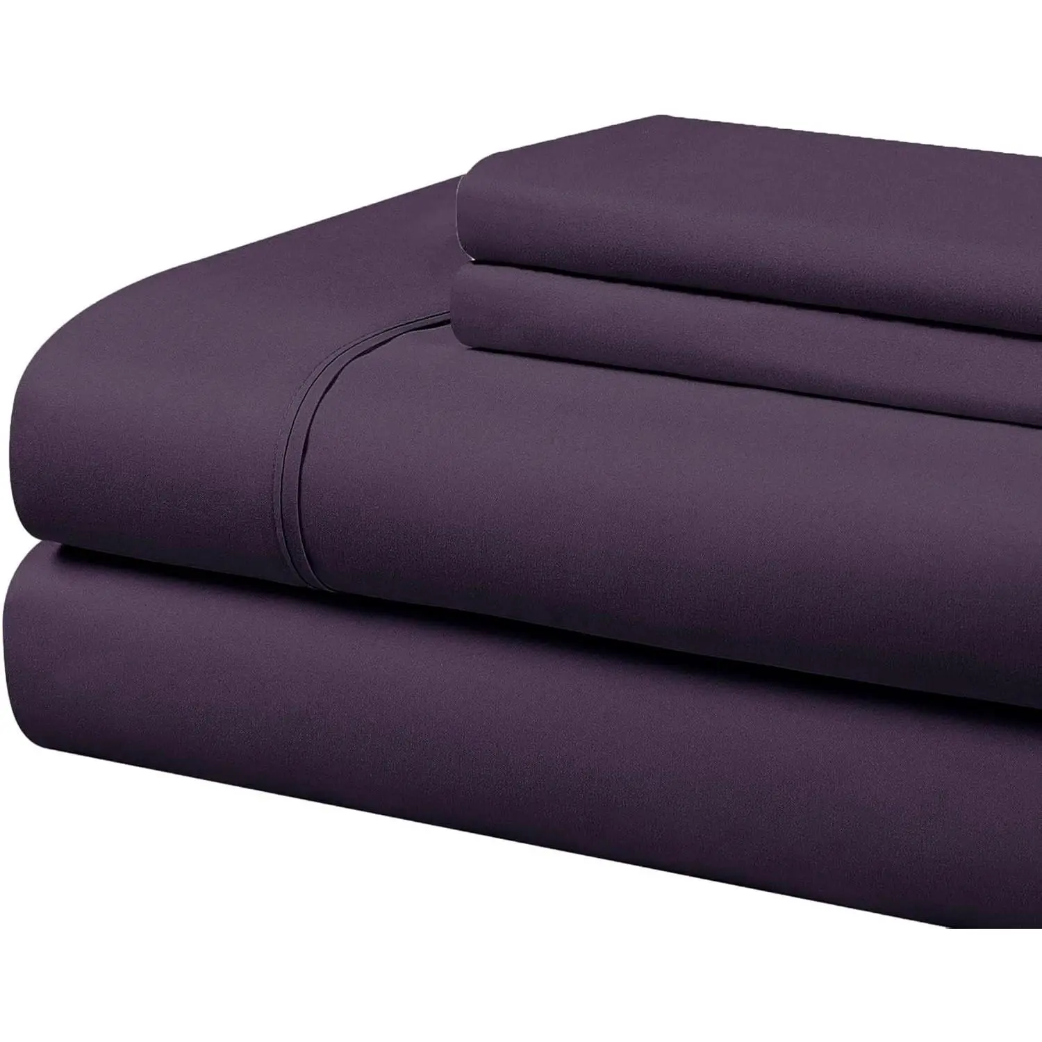 Twin Size Eggplant All-Seasons Wrinkle Resistant Double Brushed Microfibre Bedding Sheet Set, Machine Washable