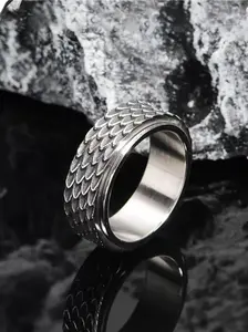 Men's Stainless Steel Dragon Scale Fidget Ring, Multiple Sizes/colors Available, Elegant Snake Scale Design, Perfect Gift for Men, Father's Day Present, Metal Rings