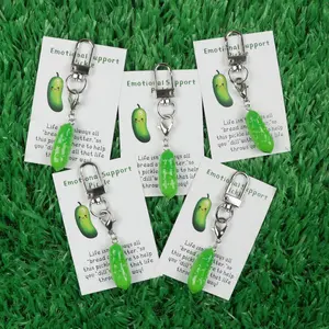 5pcs/10pcs Emotional Support Pickle, Cute Resin Pickle Keychain Gift, Pocket Hug, Fashion Pickle Keychain Gift For Friends And Family, Pickle Themed Keychains