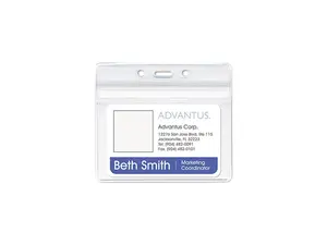 Advantus 75523 Resealable ID Badge Holder, Horizontal, 3 3/4w x 2 5/8h, Clear, 50/Pack