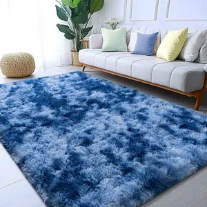 AAFKK Soft Shag Rugs For Bedroom, Tie-dye Blue Fluffy Shaggy Rugs For Living Room Nursery, Luxury Modern Plush Carpet Girls Boys Kids Room Dorm Indoor Home Decor, Upgrade Non-Slip
