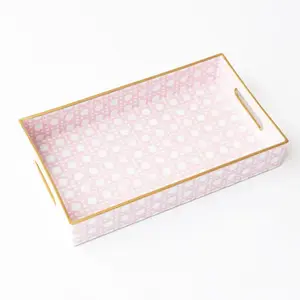 Cane Vanity Tray-Pink