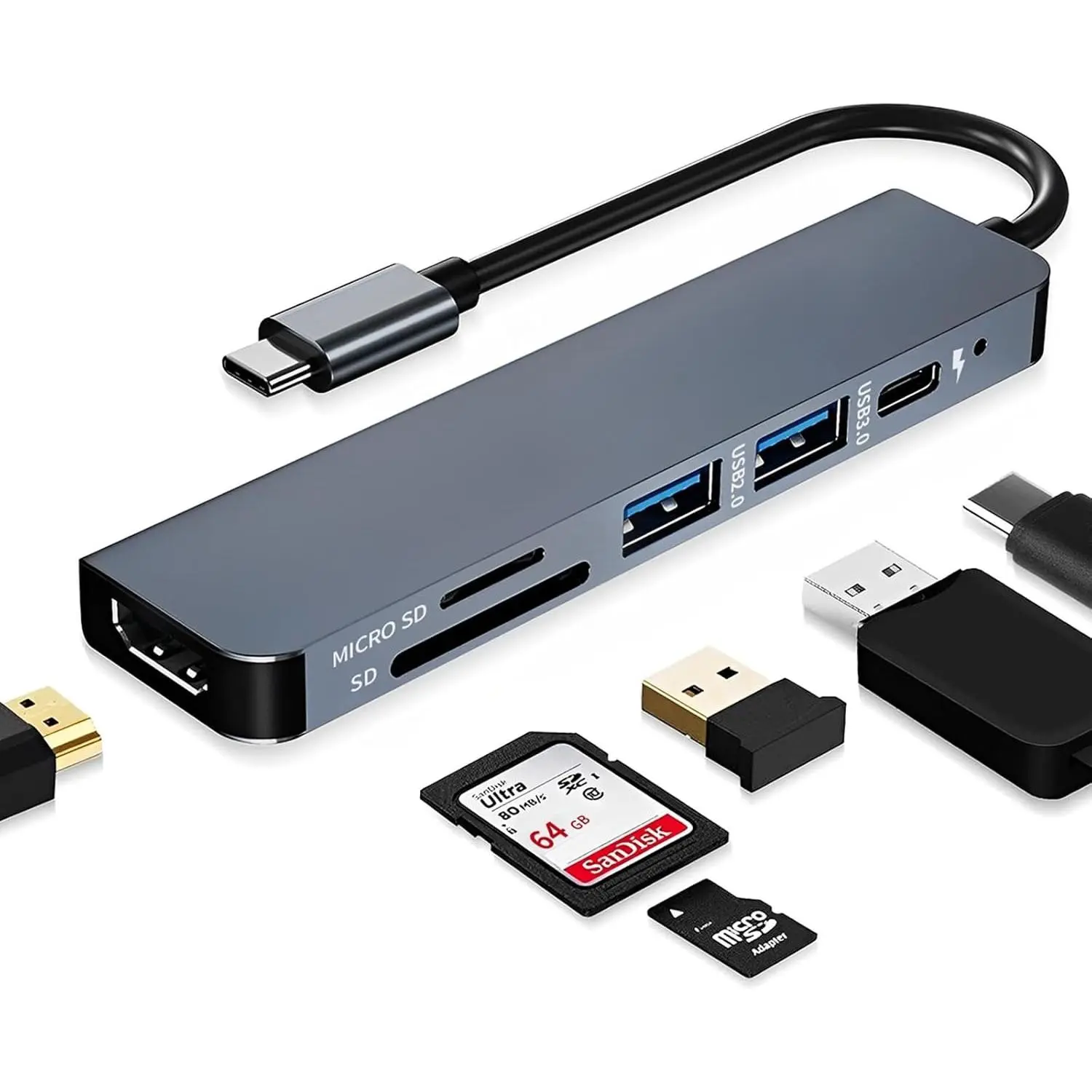 SQ-APT008 MacBook USB-C Hub Adapter - Multiport Docking Station With HDMI for MacBook Pro and Thunderbolt Devices