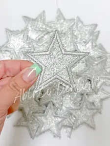 2” Silver Glitter Star Embroidery Patch