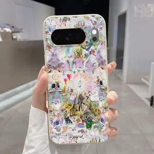 Rounded Edge Phone Case for Google Pixel 10 9 8 7 Pro A XL Whimsical Dreamscape Pattern Shockproof Liquid Silicone TPU Bumper Drop Protection Cover Smartphone Casing