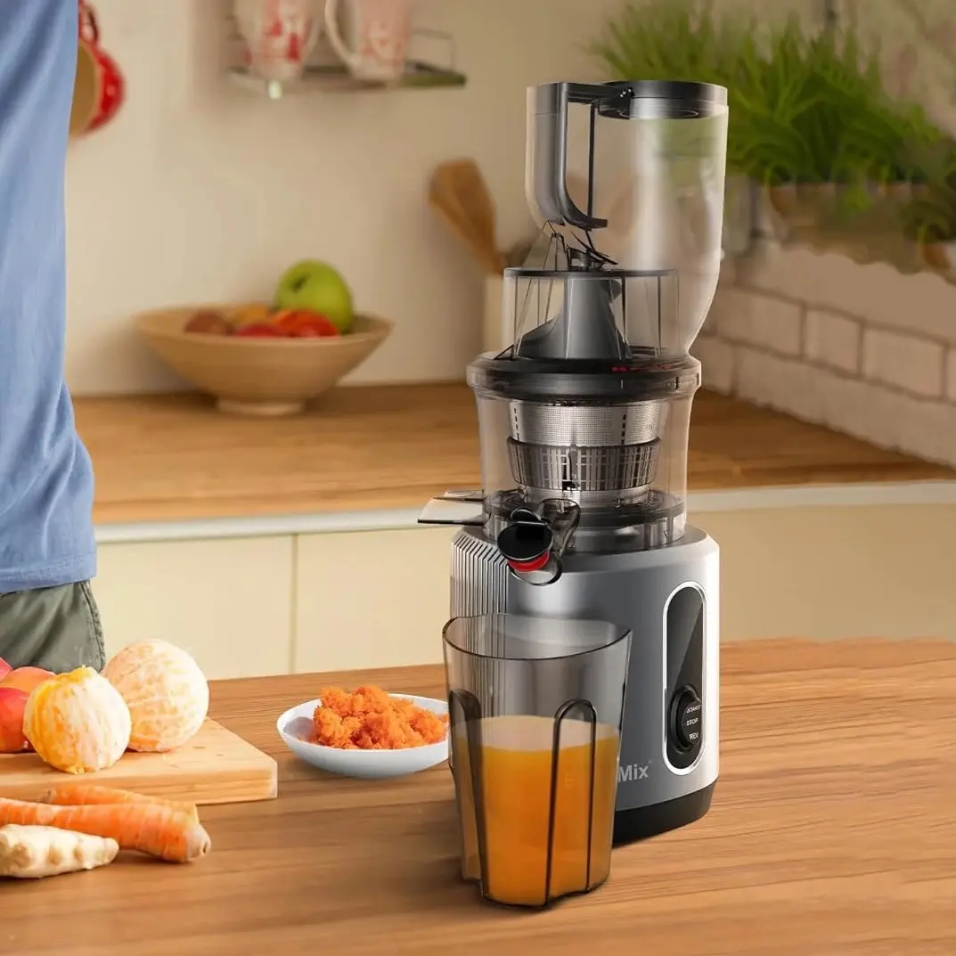 Cold Press Juicer with Wide Feed Chute, 200W Slow Masticating Juice Extractor - BPA-Free Tritan Material for Efficient and Convenient Juicing