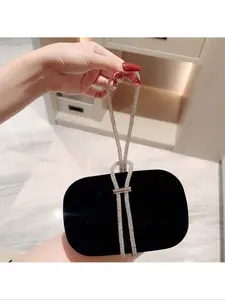 Women's Rhinestone Evening Embellished Elegant Clutch Bag, Crystal Velvet Satin Handbag, Wedding Purse for Ballroom Night Out Party