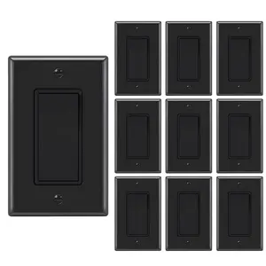 Micmi Single Pole Decorator Wall Light Switch, Paddle Rocker Interrupter Residential Grade 3 Wires Grounding 15A 120/277V UL Listed (10 Pack, Glossy Black)