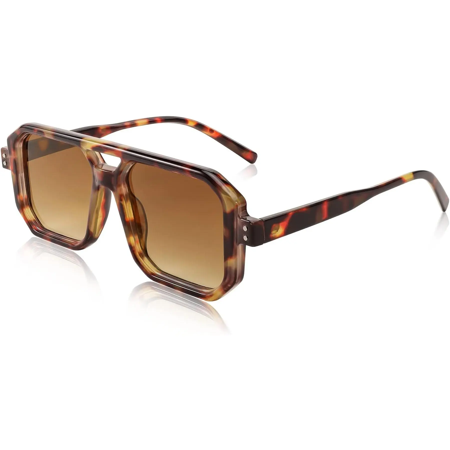 FEISEDY Vintage Square Sunglasses - Women's Fashionable UV Protection Sunglasses, 70s Retro Plastic Frame Casual Wear Eyewear B2939