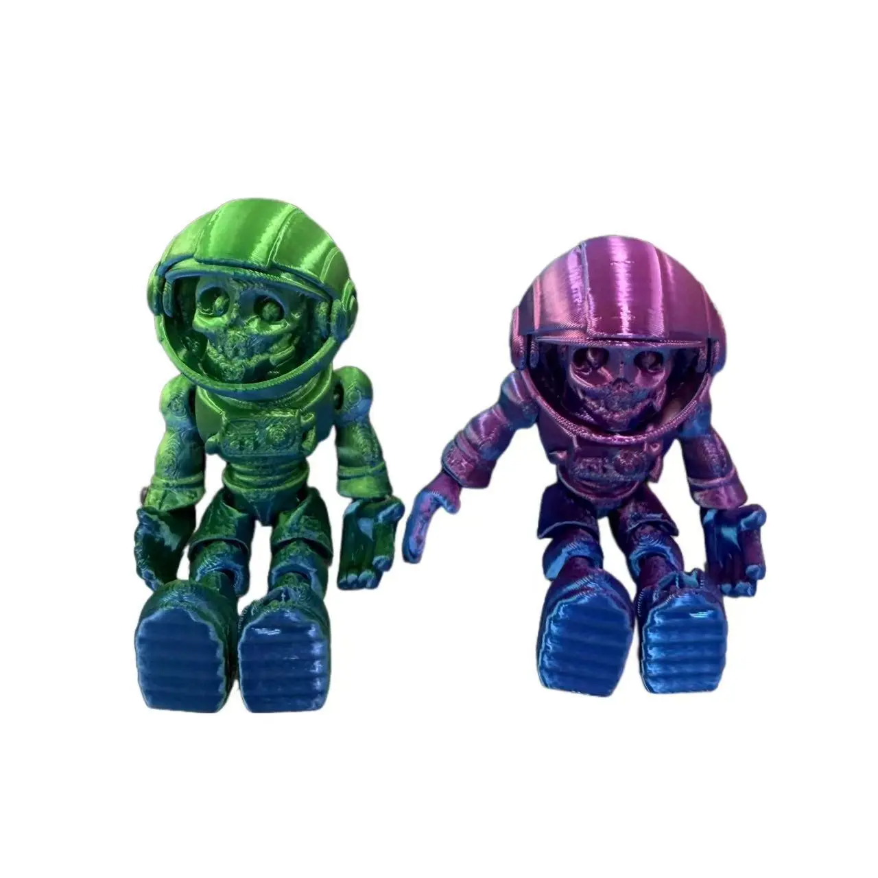 Space Theme 2-Piece Collectible Miniature Astronaut Sculpture - 3D Printed Movable-Joint Collectible Figurines, 2pc Desk Duo, Desk Pose Changes, Gift-Ready 2pcs, Space Fan Favorite Desktop Home Decor Statue