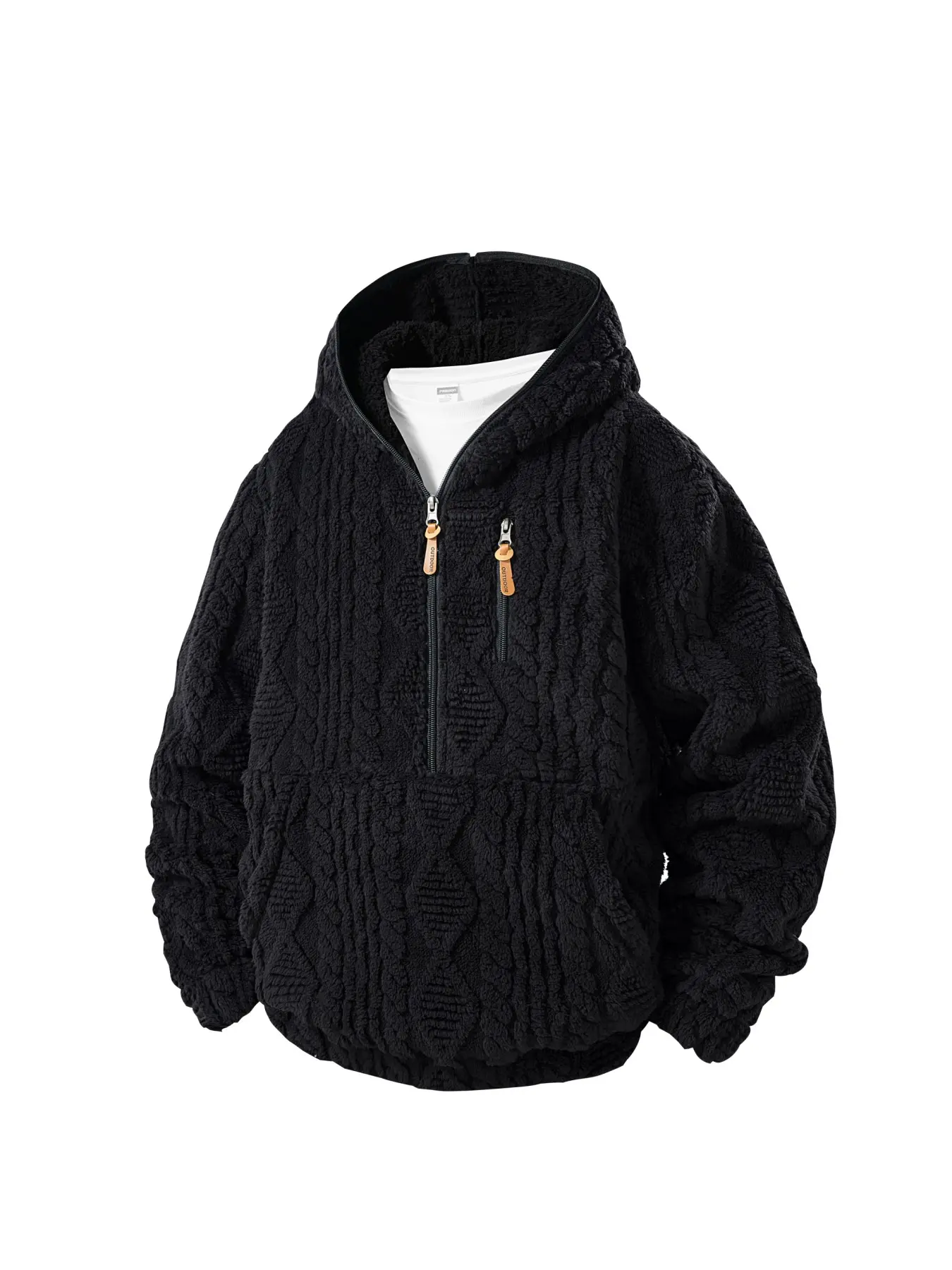 Men's Plaid Quilted Fleece Set, Half-Zip Hoodie & Jogger Pants Two-Piece, Winter Warm Casual Wear for Home and Outdoor
