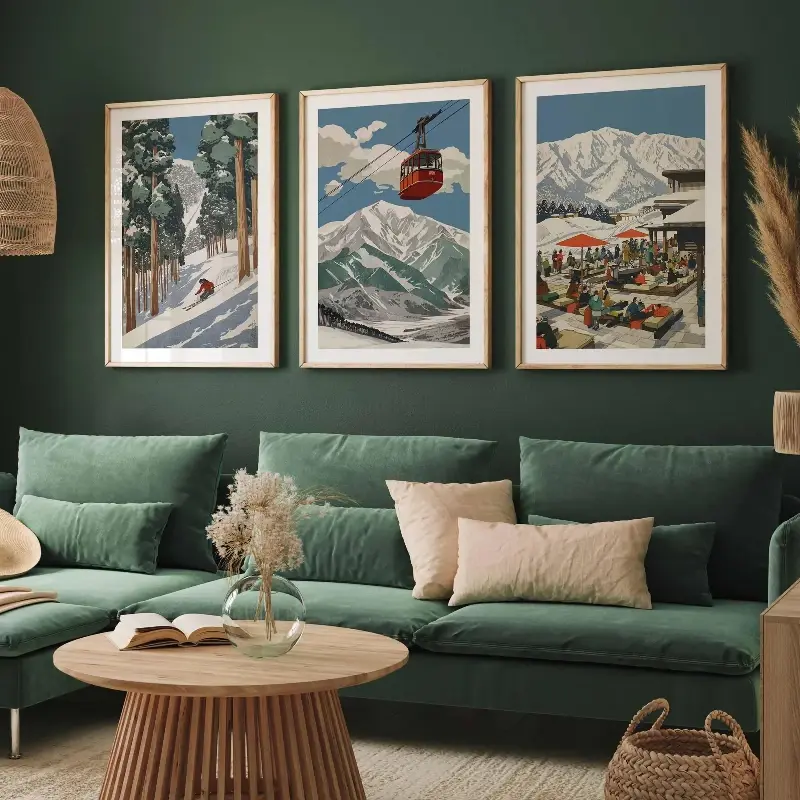 [Sale off up to 55%][Free Ship] Set of 3 Japanese Ski Posters, Vintage Skiing Poster Set, Japan Travel Poster, Scenic Japan Ski Slopes Poster, Winter Sports Poster Wall Decor,