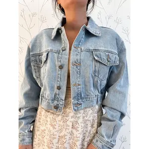 Drop Shoulder Cropped Denim Jacket