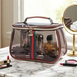 【Buy 2 get 1 free】Vintage Wide Handle Makeup Bag: Large Capacity, Waterproof Transparent | Luxury Cosmetic/Toiletries Storage Gift