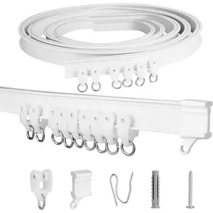 Flexible Bendable Ceiling Curtain Track with Track Curtain System, Room Divider, Ceiling Curtain Rod, RV Ceiling Track for Curtains (5 Meter/ 16.4Ft)