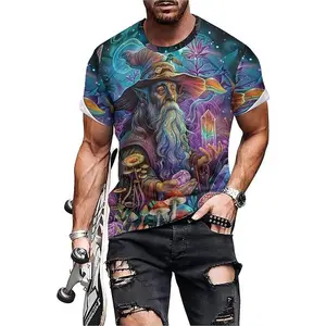 Men's 3D Wizard Crystal T-Shirt 150g Breathable Short Sleeve Pullover Summer Menswear Top Streetwear Tshirt Tropical Casual Crewneck