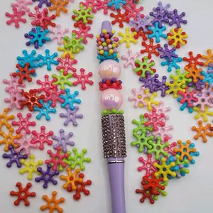 15mm Flower snowflake spacer bead, multiple colors, quantities for beadable pens and other DIY